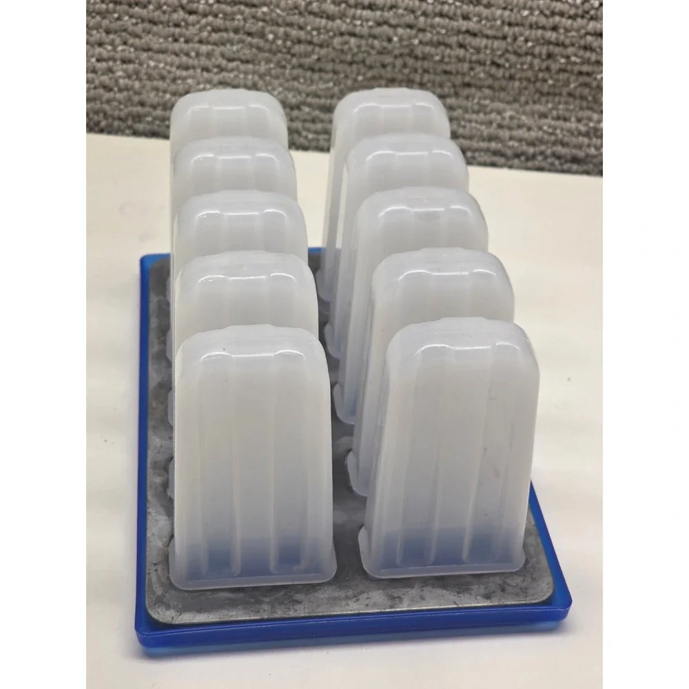Vintage Style 10 Cavity Popsicle Mold Set Metal Frame Blue Lid Reusable Maker